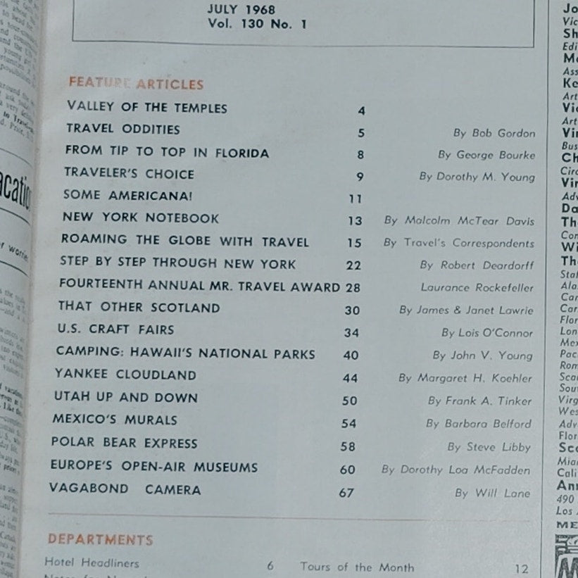 Vintage TRAVEL Magazine July 1968 - The Magazine That Roams The Globe, Europe