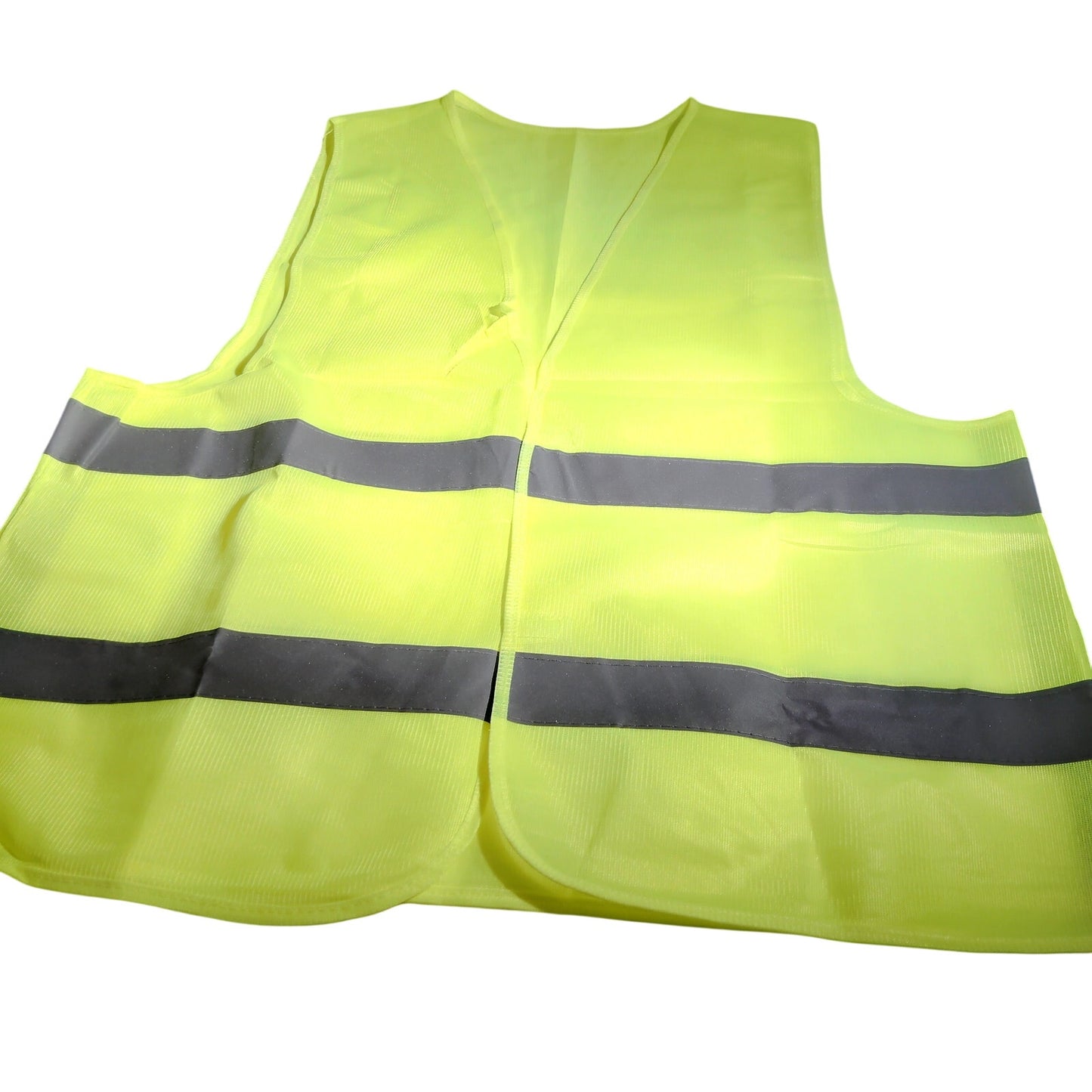Hi‑Vis Fluorescent Yellow Safety Vest 38" Chest 2 Reflective Stripes Hook‑&‑Loop