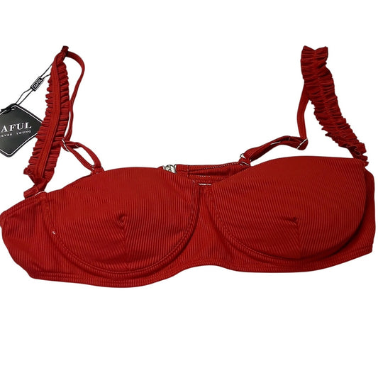 Zaful Women's Ribbed Underwire Bikini Top, Red, Medium (US 6)