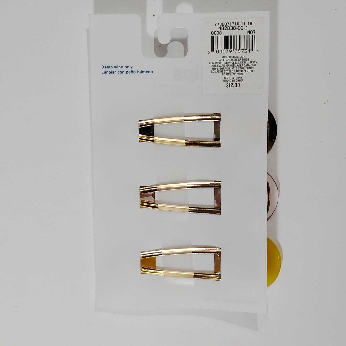 Old Navy Hair Clips – 2 Matching 3-Packs, Teardrop Style, tortoise, pink, yellow