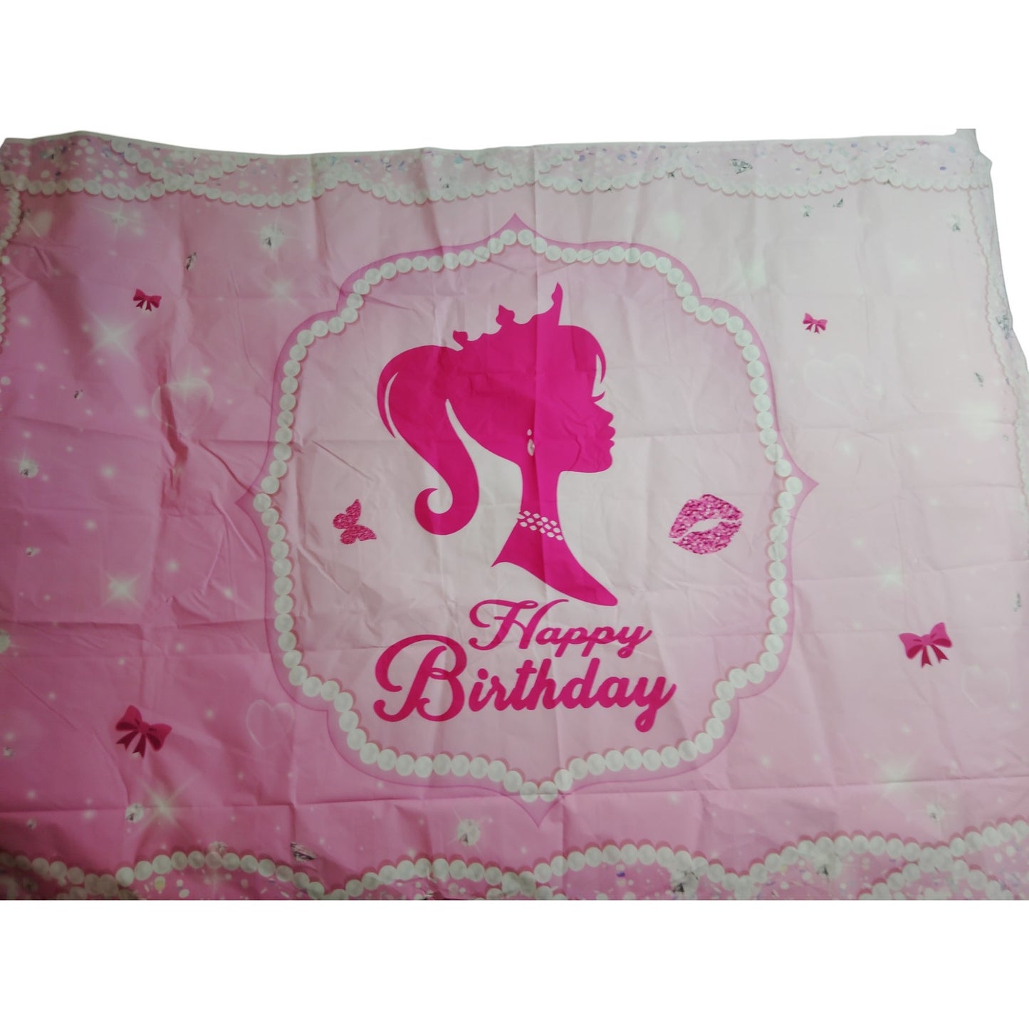 Pink Pearl Princess Birthday Backdrop – 5x7 ft Girl’s Party Decoration with Crown & Sparkle Design