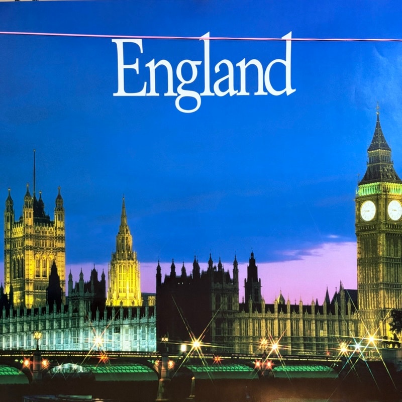 Vintage Delta Air Lines London England Travel Poster Big Ben Parliament 28"x22"
