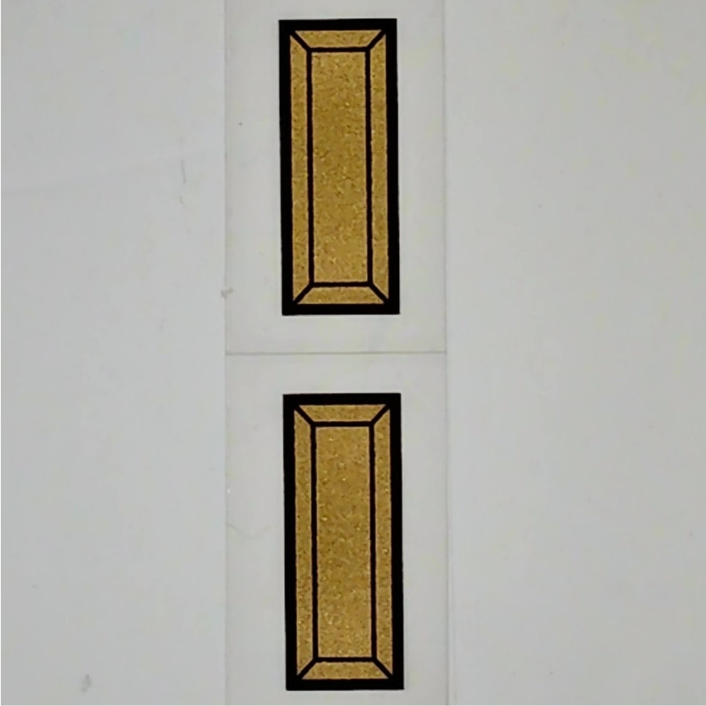 O-1 Officer Rank Decal Set, 2nd Lt 1.375" x 0.4375" Each, Gold Bar, All Services