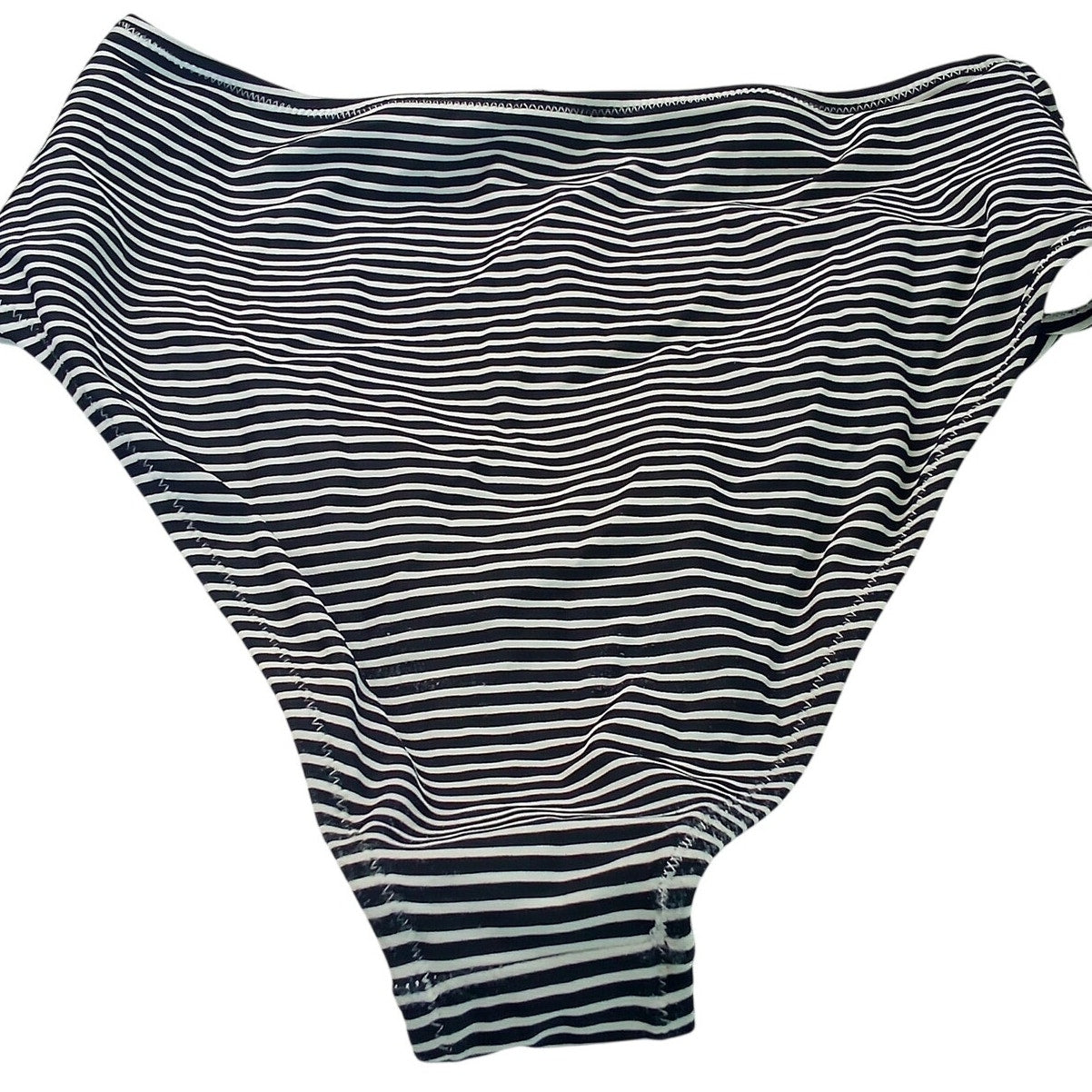 Cupshe Black White Striped High Waist Ruched Bikini Bottoms Women’s Small