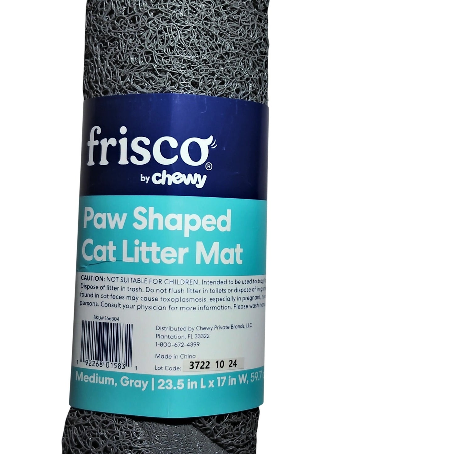 Frisco Paw Shaped Cat Litter Mat – Grey, PVC, 23"x17