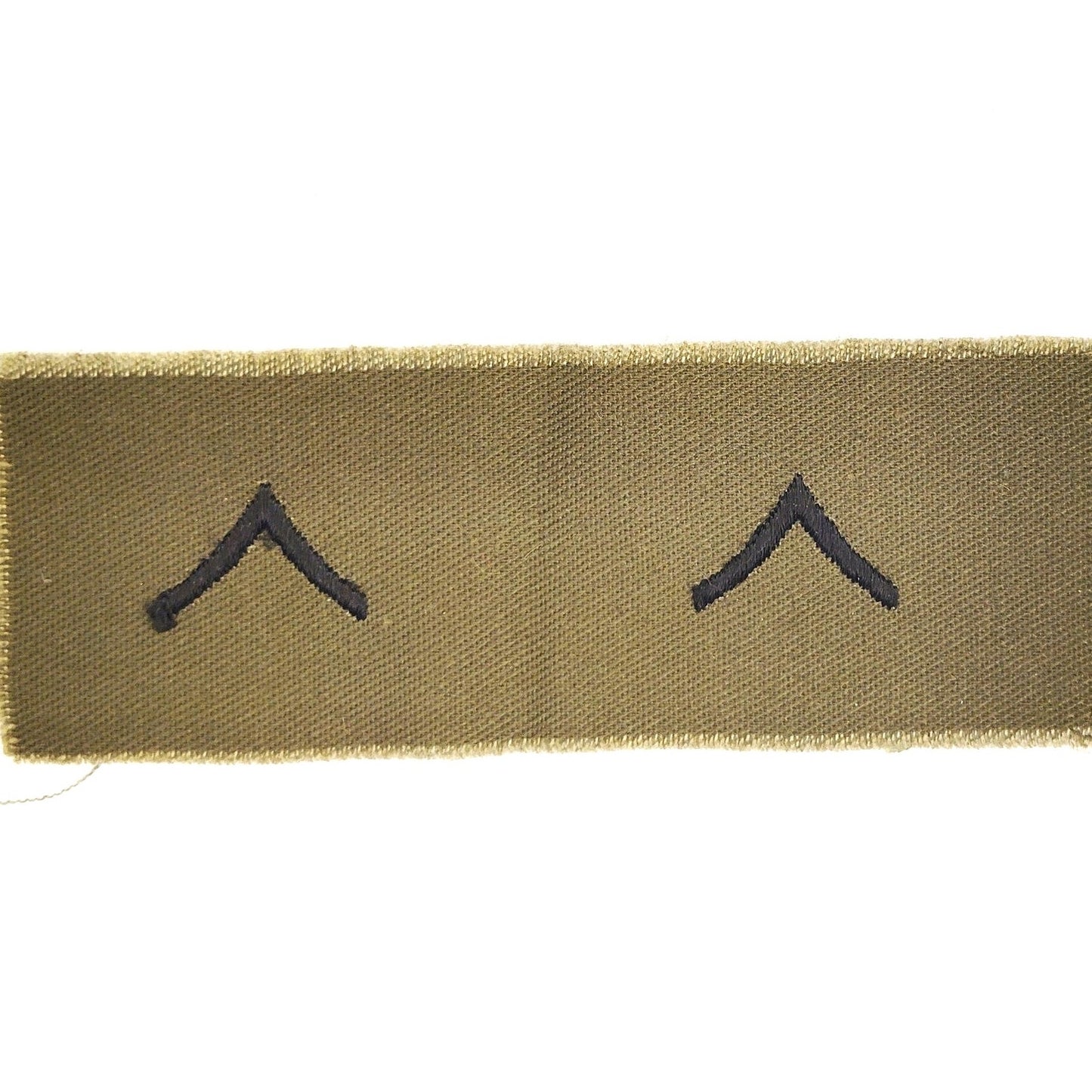 US Army PV2 E‑2 Rank Patch Pair Subdued ODG 4‑1/4" × 1‑1/2" Raw‑Edge Vintage