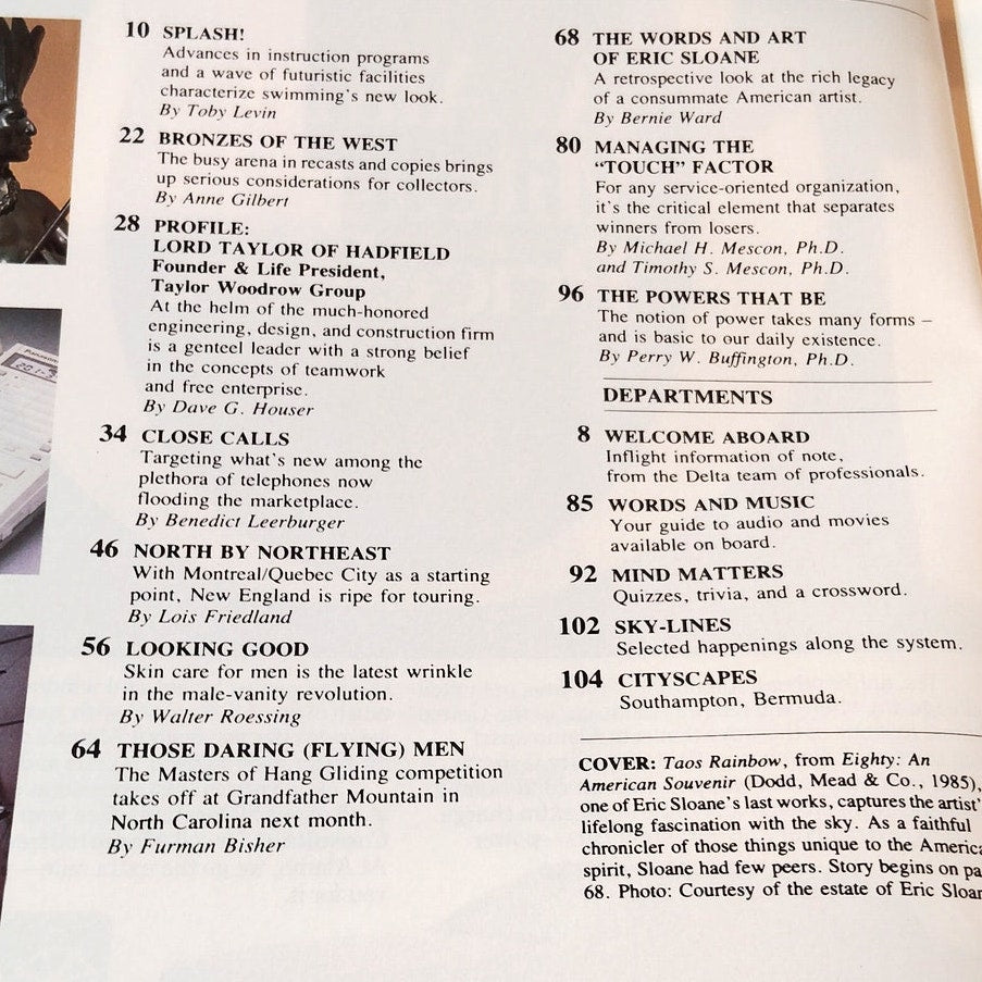 Delta Sky Mag - August 1986 - Lord Taylor of Hadfield, Hang Gliding, New England