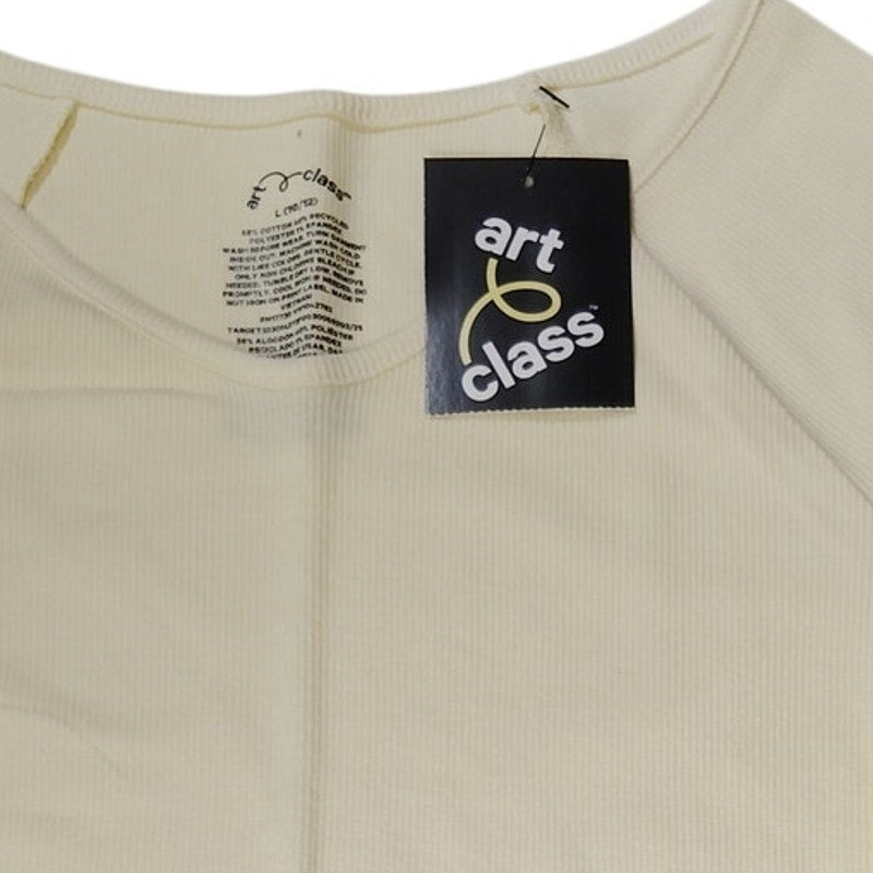 Girls’ Short Sleeve V‑Neck Ribbed T‑Shirt – Art Class Yellow Large (10/12)