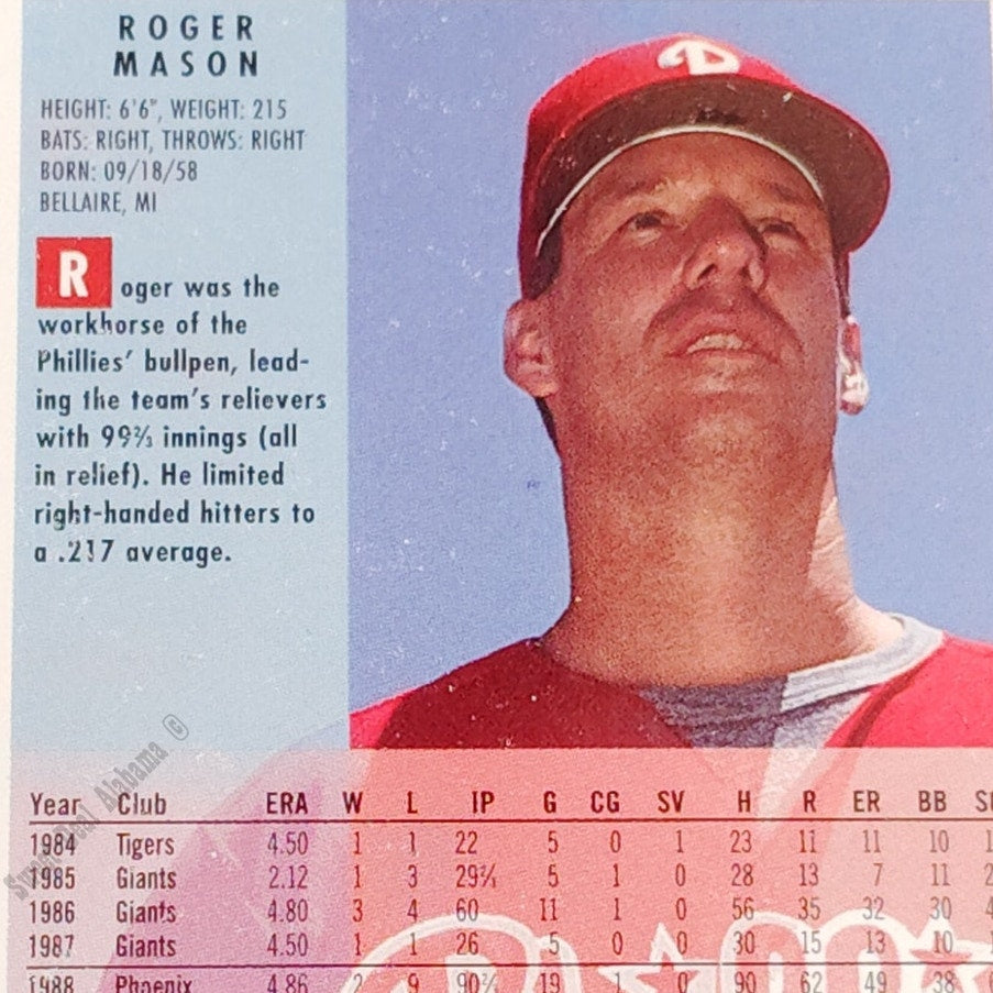 Roger Mason, Philadelphia Phillies #595, 1994 Fleer Baseball Collector's Card