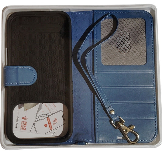 TUCCH Wallet Case for iPhone 17 6.3" RFID PU Leather Flip Cover Blue