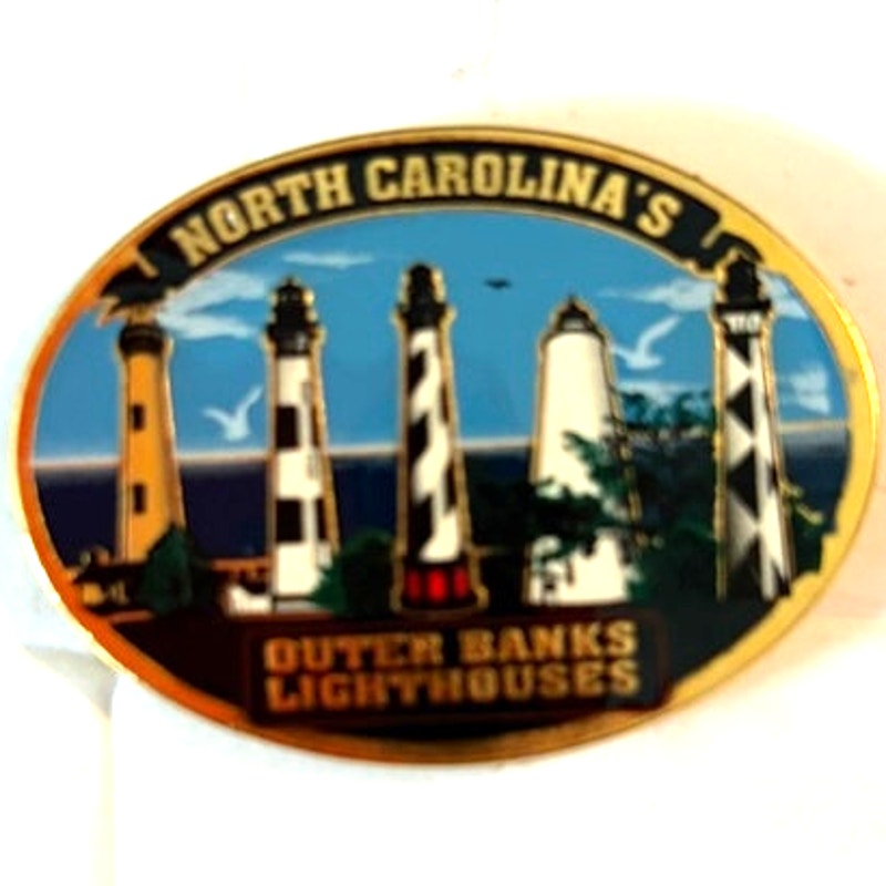 Outer Banks NC Lighthouses Metal Enamel Cloisonne Magnet Currituck Hatteras