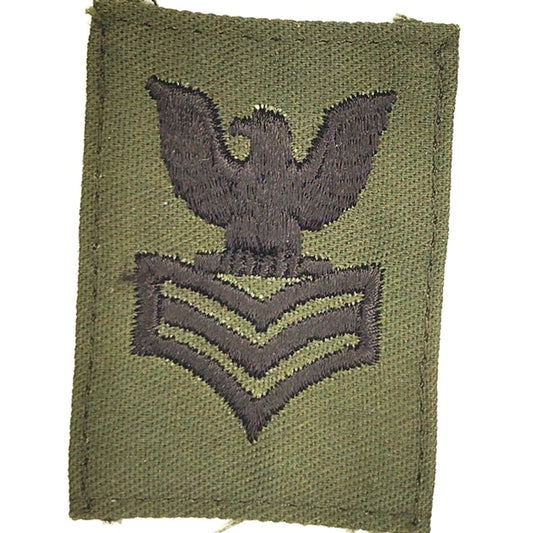 VTG US Navy PO1 Petty Officer First Class E‑6 Patch ODG Black TE 2‑3/8" × 1‑3/4"