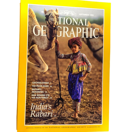 National Geographic September 1993 -Czechoslovakia, Pecos River, Britain's Hedgerows, Rain Forest Sensors, India's Rabari...