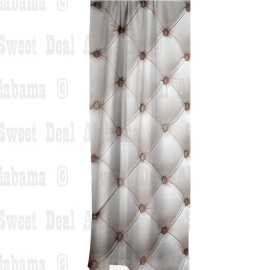 Semi-Sheer Curtains 'Diamond Tufted Leather Couch', Single Panel 52"W x 84"L