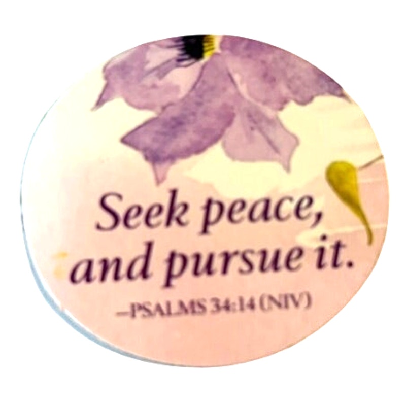 Psalms 34:14 Scripture Magnet Purple Watercolor Flower Christian Inspirational
