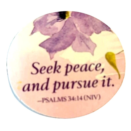 Psalms 34:14 Scripture Magnet Purple Watercolor Flower Christian Inspirational
