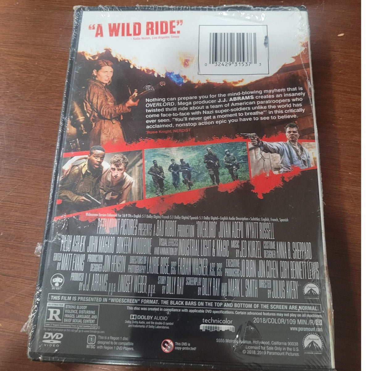 Overlord DVD 2018 JJ Abrams Horror Action Thriller WWll Nazi Lab Soldiers, NPV