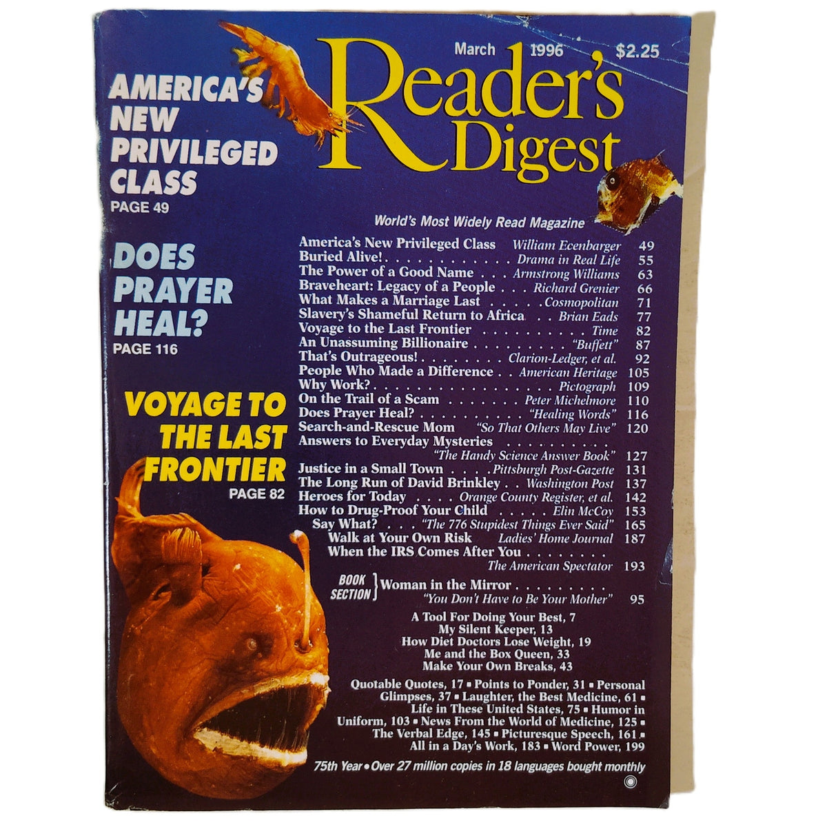 Reader's Digest Magazine March 1996 Voyage to the Last Frontier Back Issue