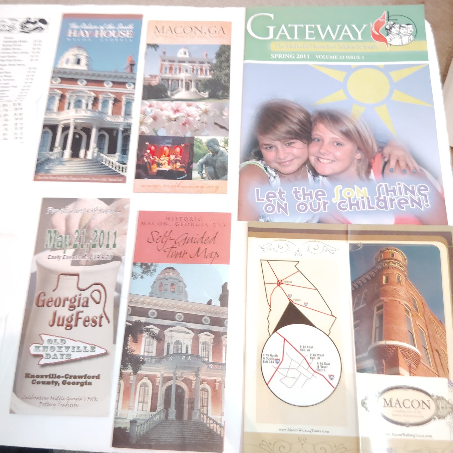 Macon & Jeffersonville, GA Travel Ephemera Lot - 2011 - Various Paper Types
