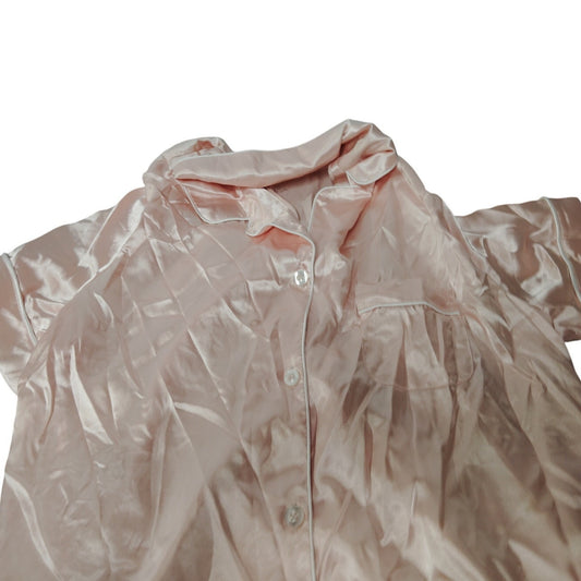 AW Bridal Rose Satin Pajama Shirt – Large, 100% Polyester