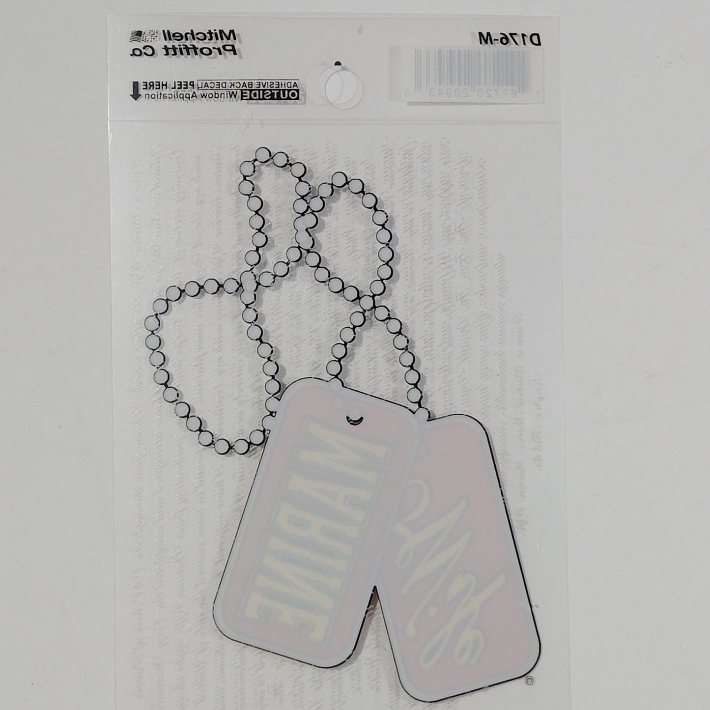 Marine Wife Dog Tag Decal – 5" x 3.875" Adhesive Back – Outside Window – DT76‑M