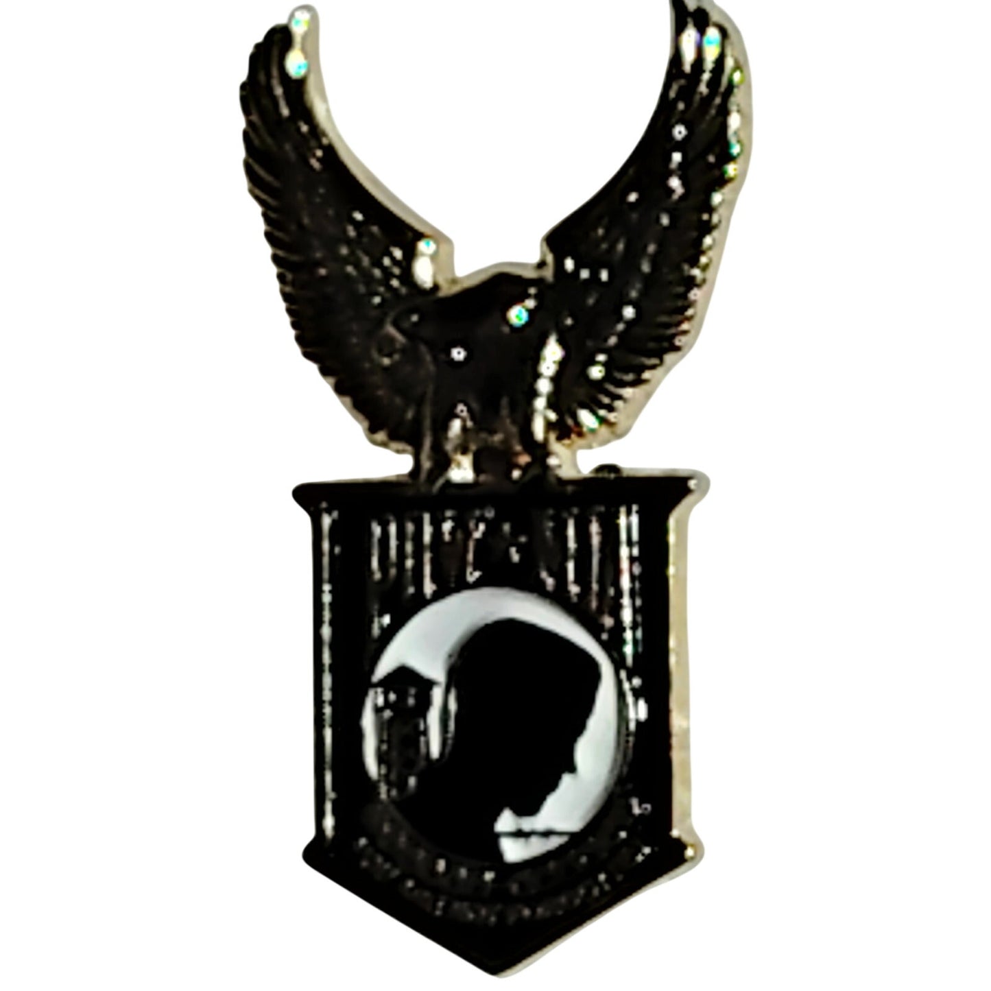 POW/MIA Eagle Wings Novelty Hat Lapel Brooch Pin, 1"H × 1/2"W