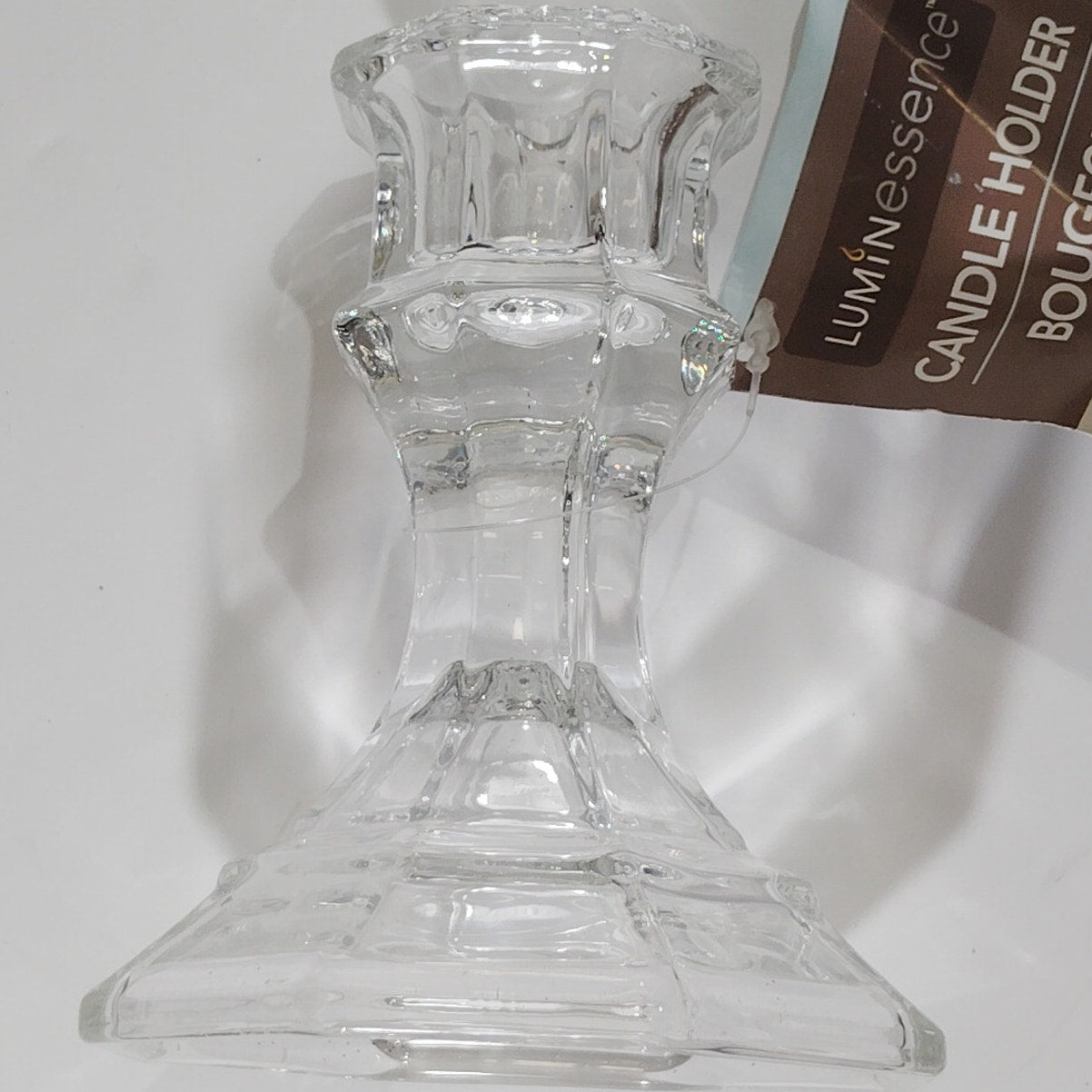 Luminessence Glass Candlestick Holder 3.4x4 Clear Decorative Taper Candle Stand