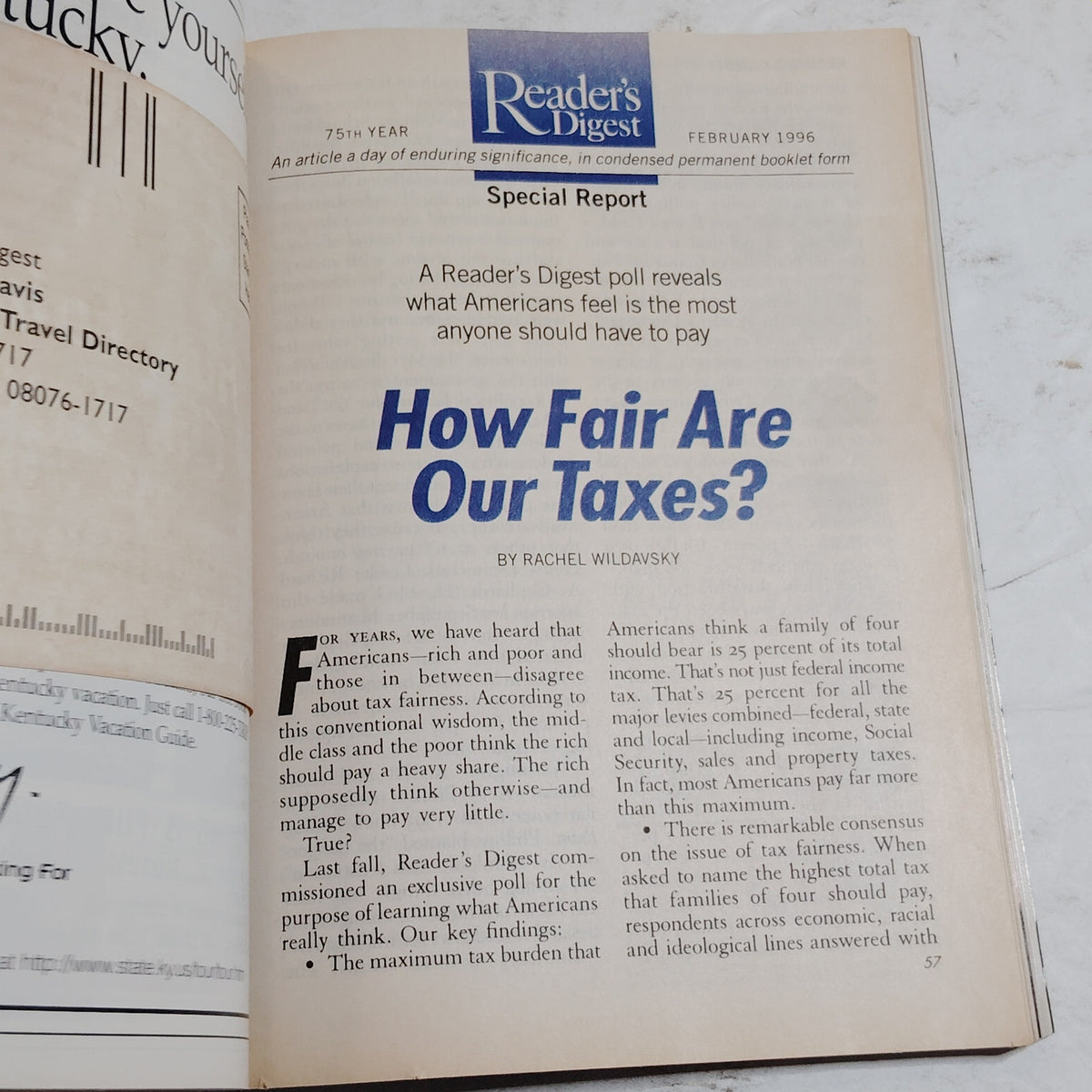 Reader's Digest February 1996 Magazine - 75th Year Drugs Are Back Big Time