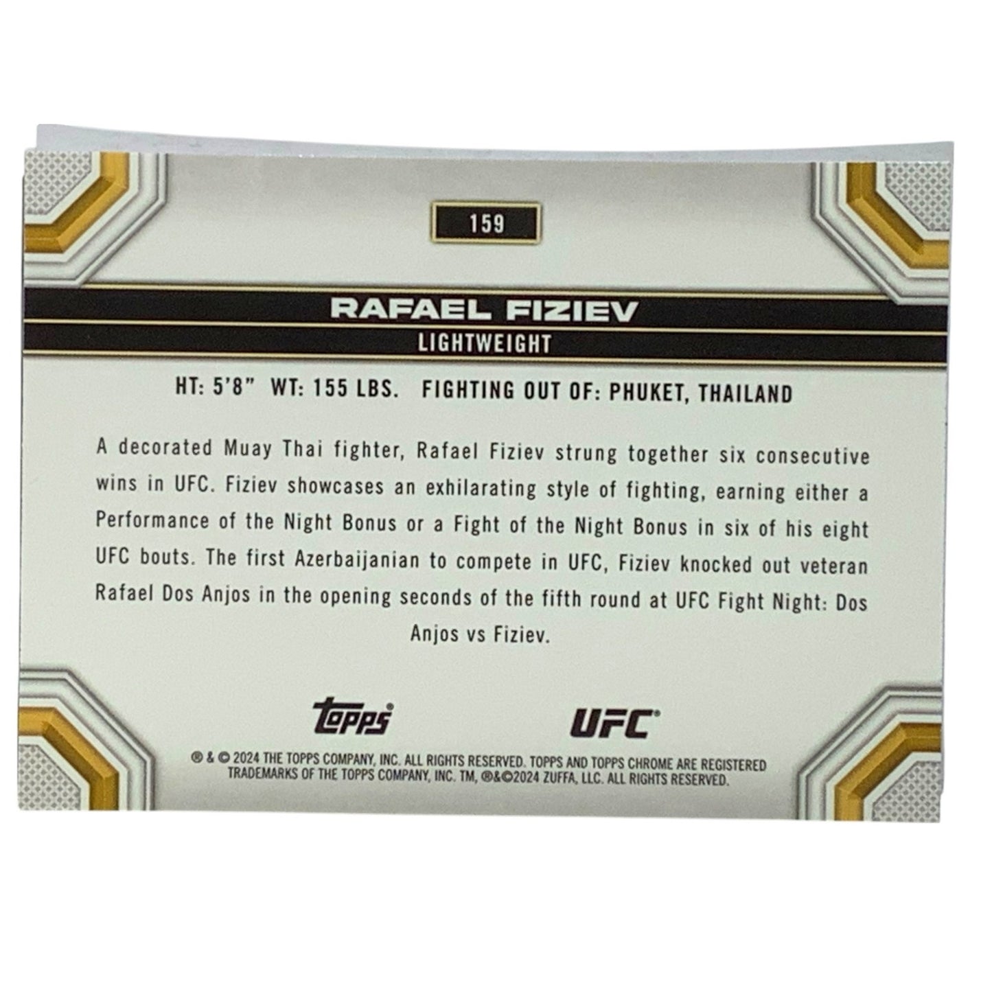 Rafael Fiziev, UFC Lightweight, Card 159, 2024 Topps Chrome UFC, NM+
