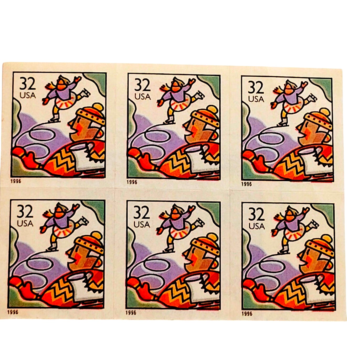 Block of 6 – 1996 USA 32¢ Skaters ATM Issue MNH Scott 3117