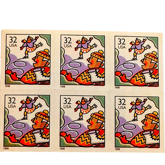 Block of 6 – 1996 USA 32¢ Skaters ATM Issue MNH Scott 3117