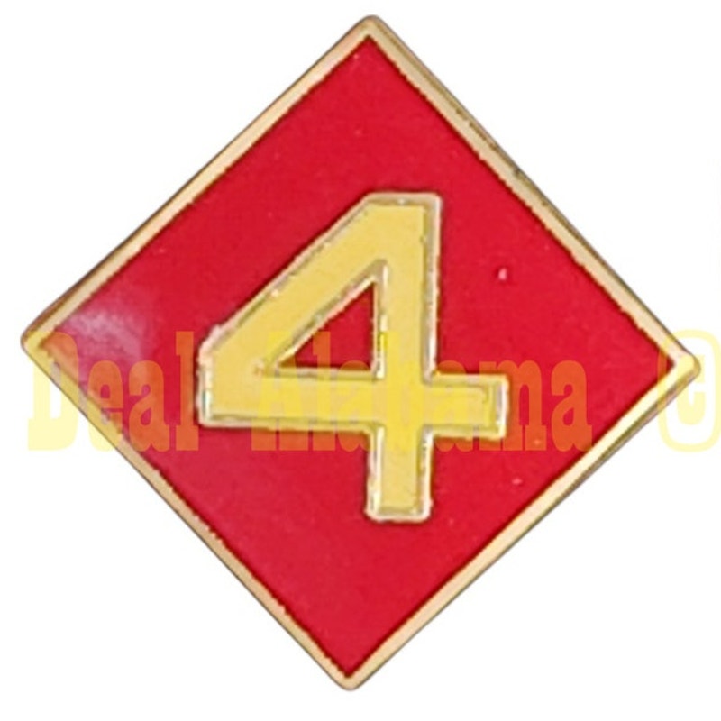 USMC 4th Marine Division Hat, Lapel, Vest, Brooch Novelty Collectors Pin 1" x 1"