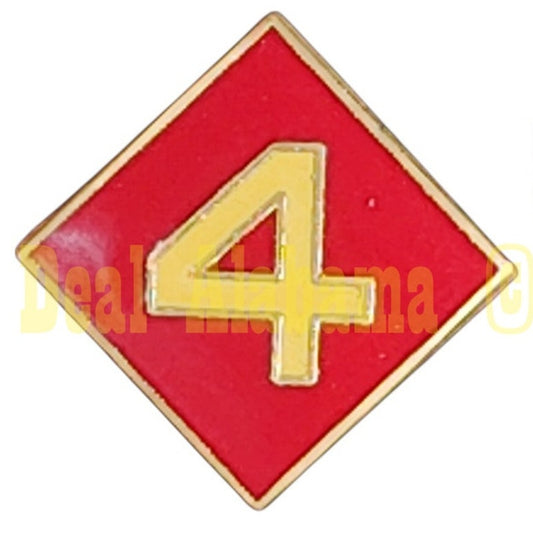 USMC 4th Marine Division Hat, Lapel, Vest, Brooch Novelty Collectors Pin 1" x 1"