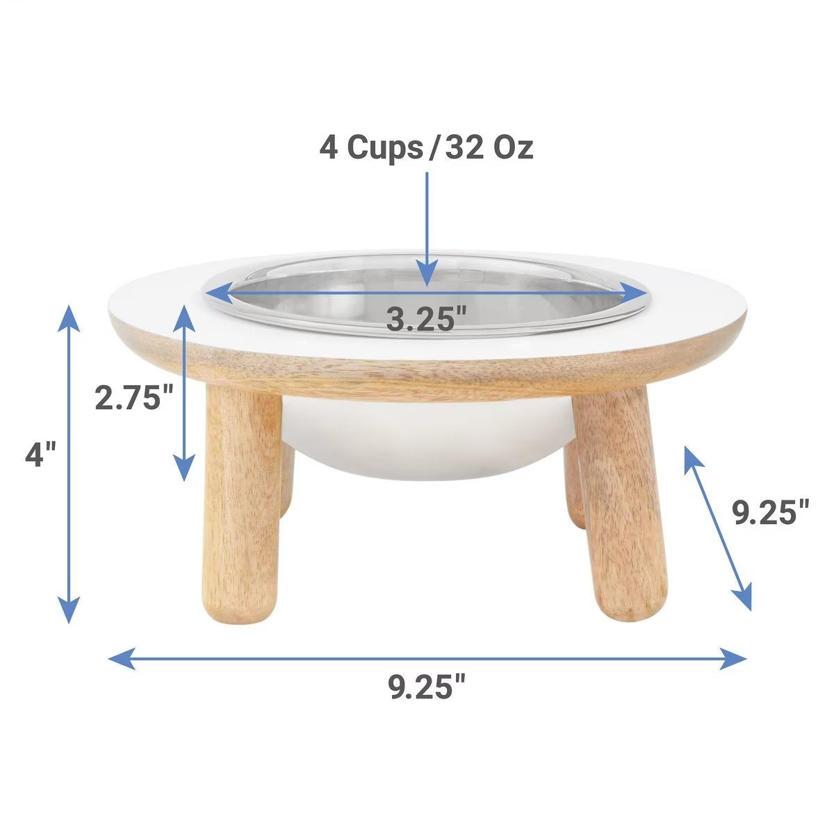 Frisco Premium Elevated Pet Bowl – White | 4-Cup Cap. | Raised Dog & Cat Feeder