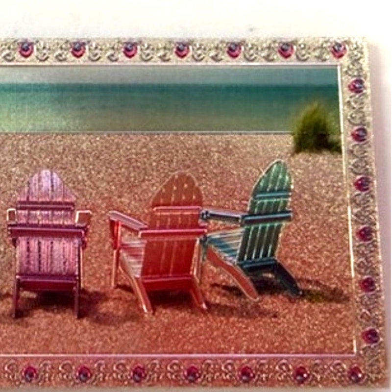 Myrtle Beach Acrylic Magnet Rainbow Beach Chairs 4" × 2" × 1/4"