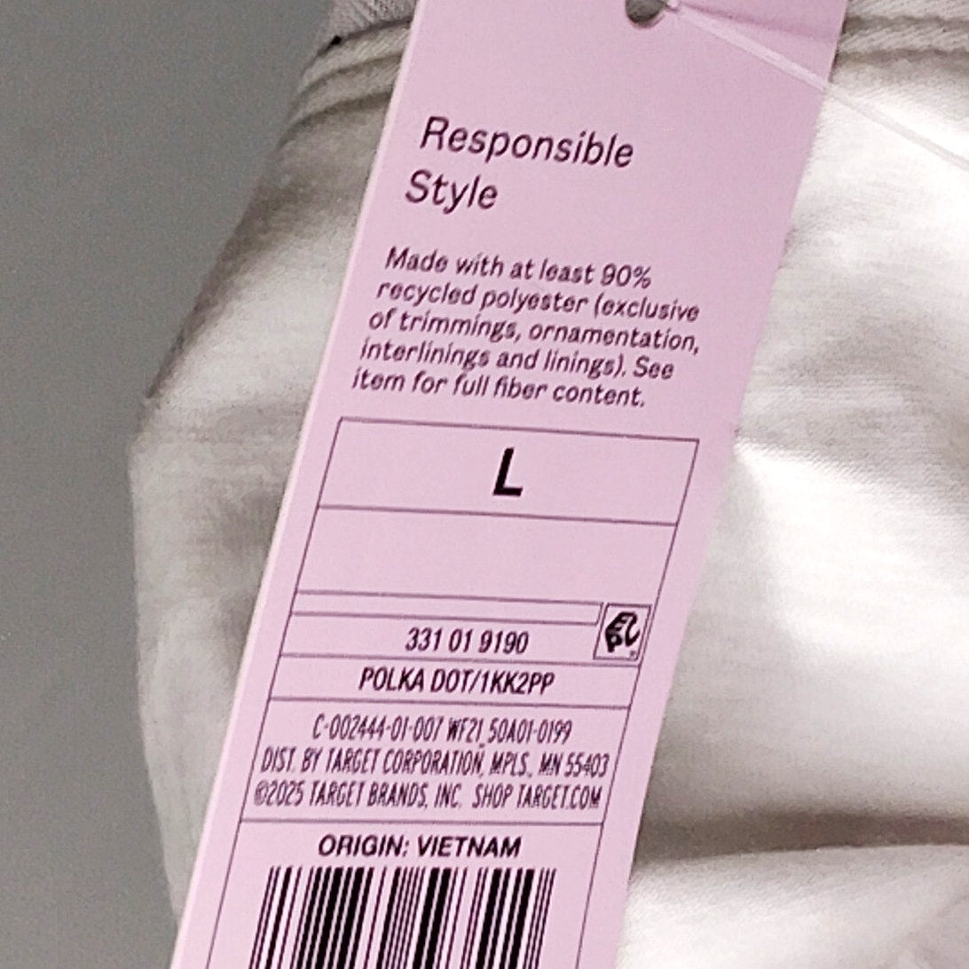 Wild Fable Women’s Sheer Tube Top White w/ Black Polka Dots,  Large