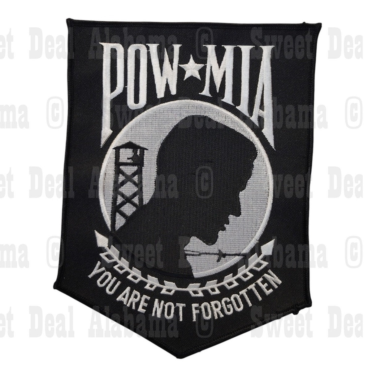 Large POW*MIA You Are Not Forgotten Patch – 8”H x 6”W – Embroidered Sew-On
