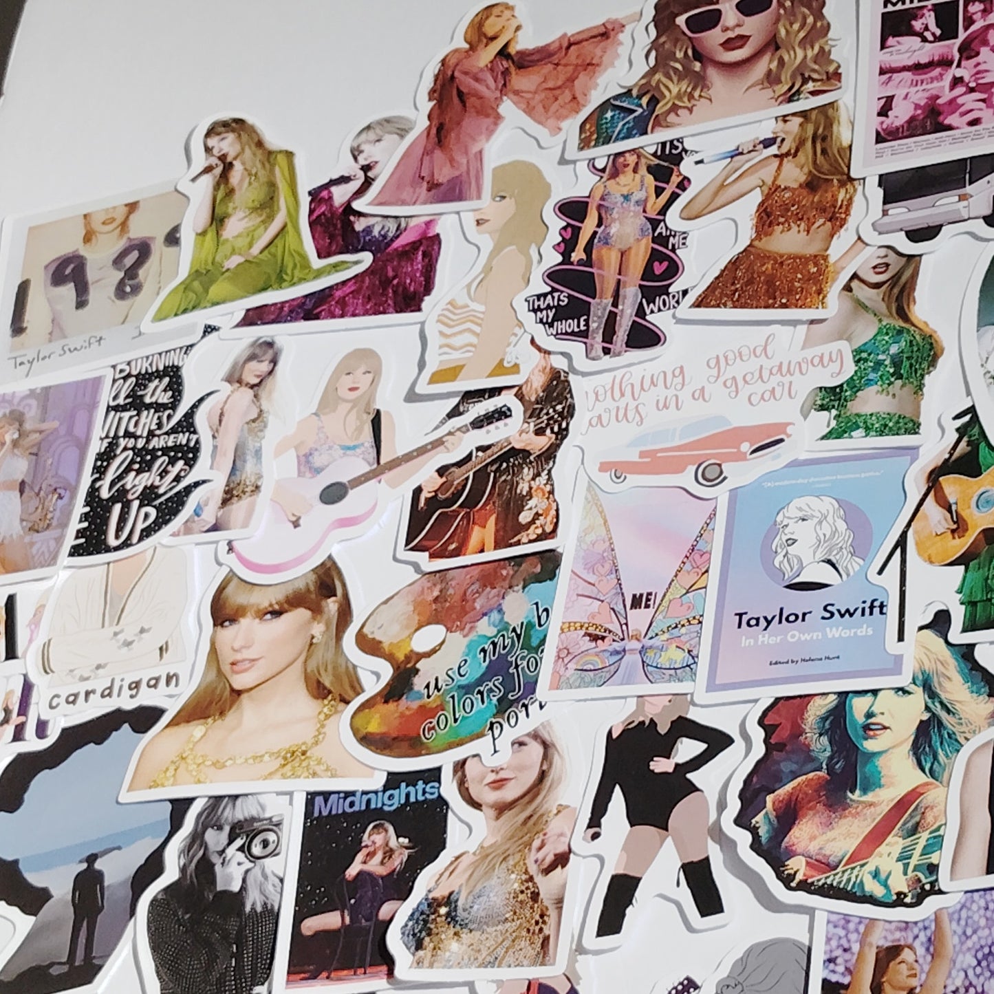 Lot of 100 Assorted Taylor Swift Pop‑Style Stickers Pictured for Scrapbooking & Crafts