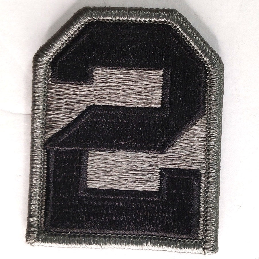 US Army 2nd Army Embroidered Patch ACU Subdued 2‑1/2" × 2" Hook Back