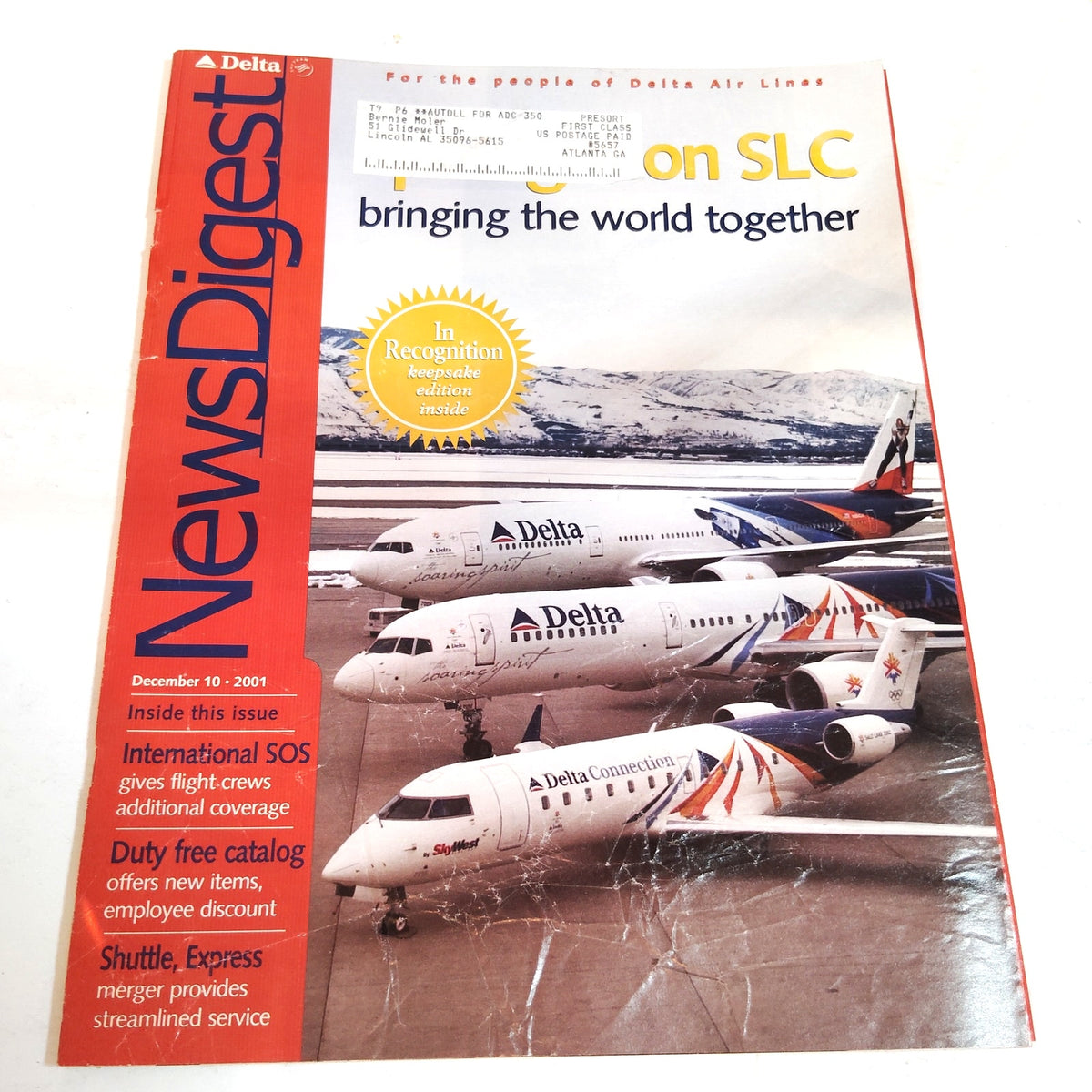 Delta Air Lines News Digest - December 10, 2001 - Collectible Airline