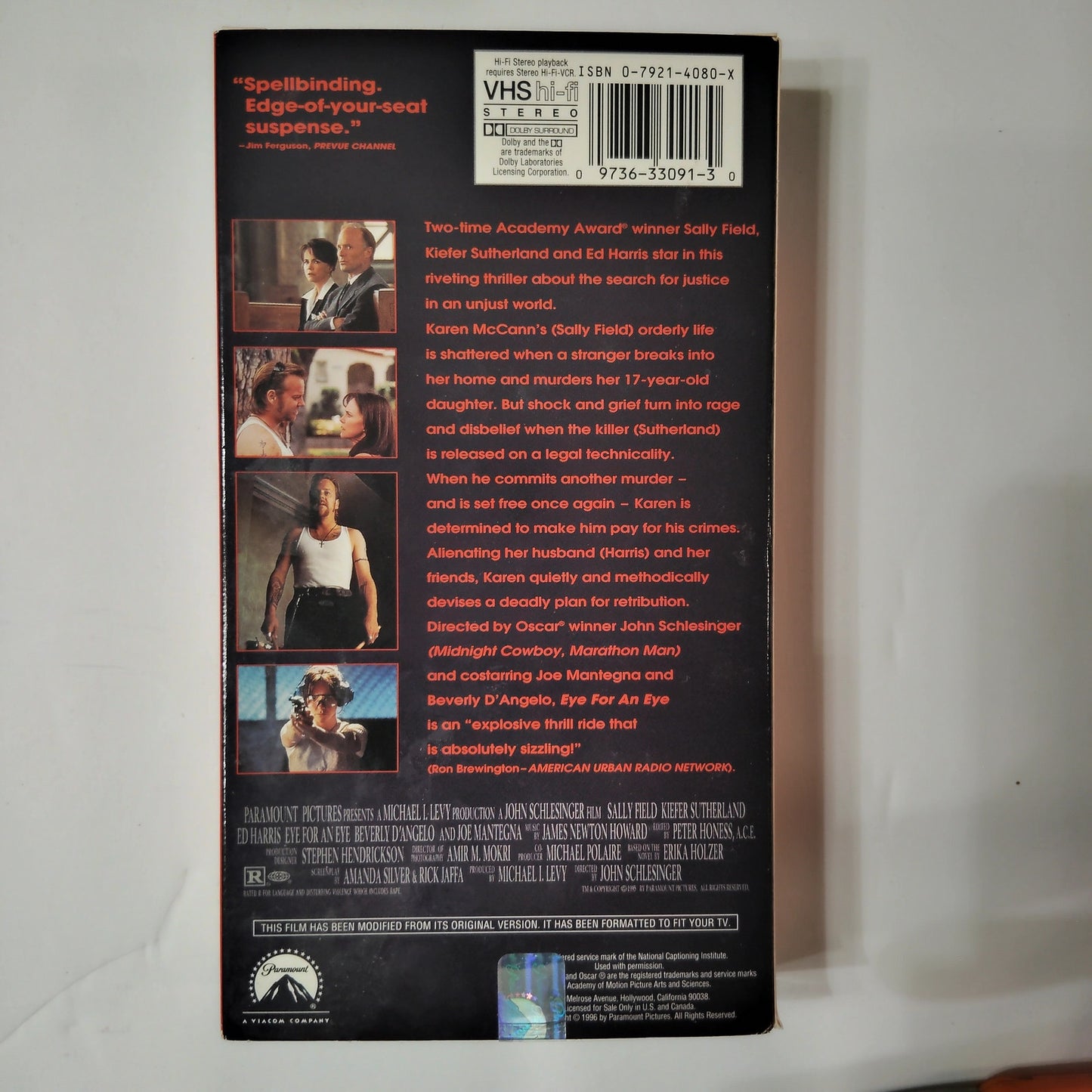 Eye for an Eye VHS 1996 Sally Field Kiefer Sutherland Crime Thriller Paramount