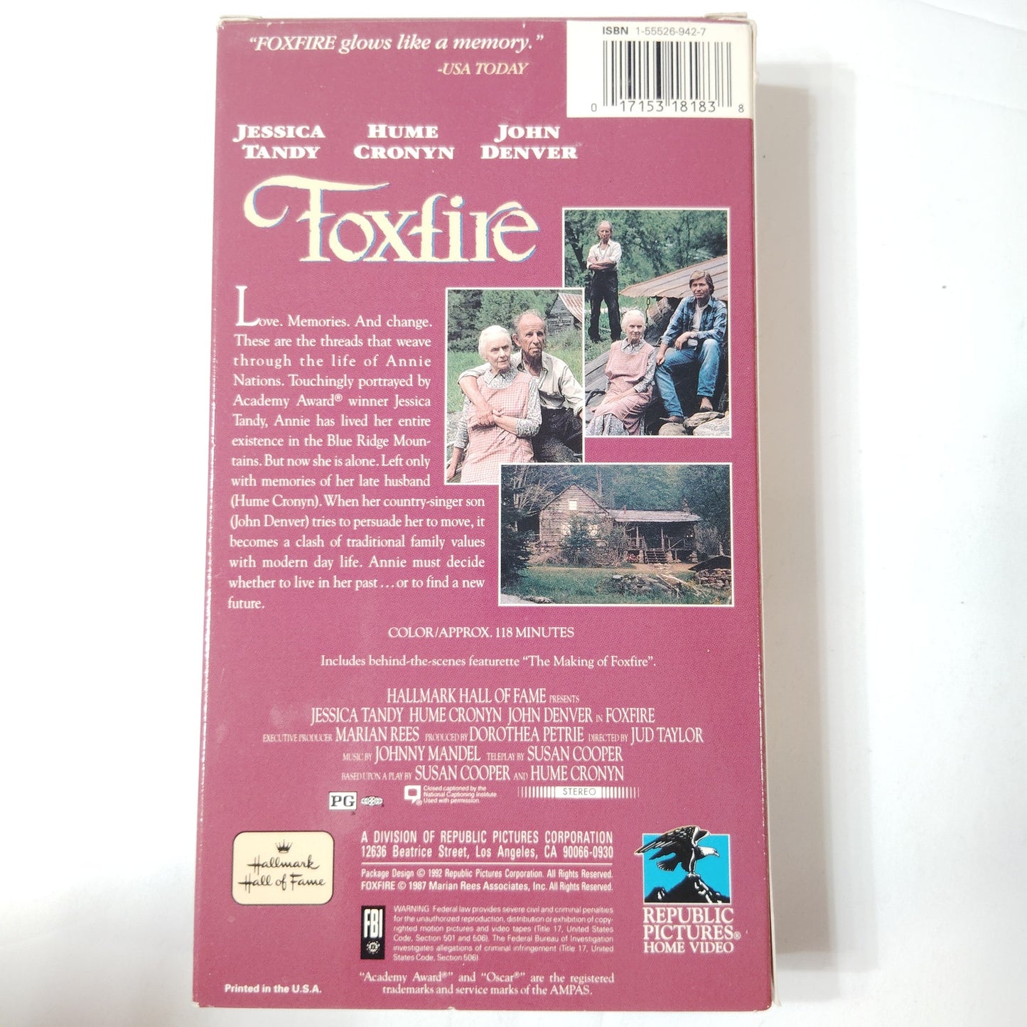 Foxfire VHS 1987 Tandy WonderWorks Family Drama w/ 1992 Article about Founder
