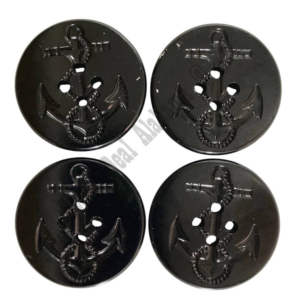 4-PK , 1-1/4" 4-Hole, U.S. Navy Coat Buttons for Peacoat, Trench Coat, Black