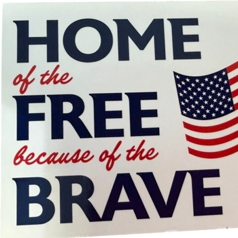 USO Patriotic Fridge Magnet Home of the Free Waving American Flag Vinyl 4.25x3