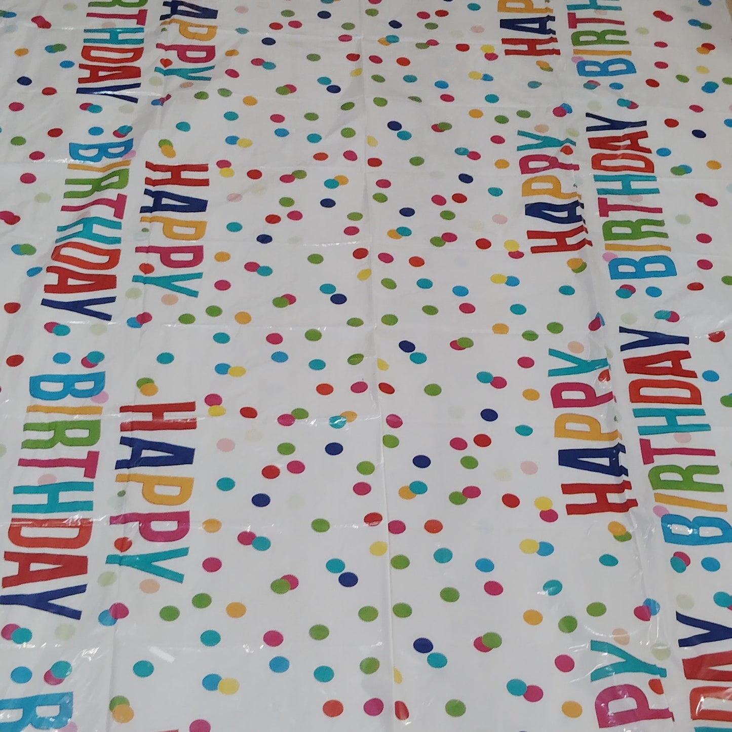 Happy Birthday Tablecloth 54×108 in Confetti Dots Disposable Party Cover
