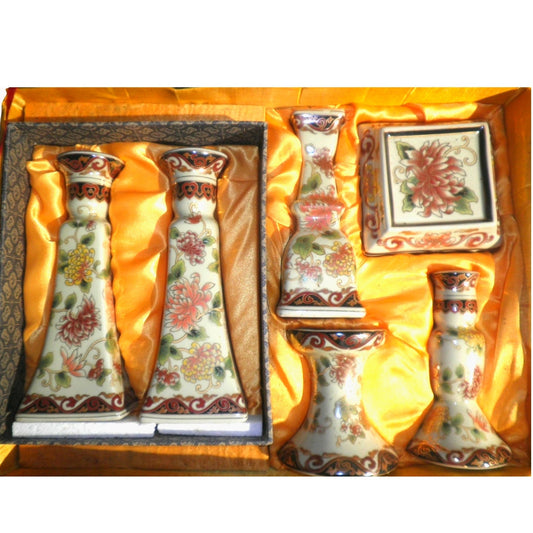 Yi Lin Arts & Treasures of China, 6 Candlesticks / Candleholders, Chrysanthemum