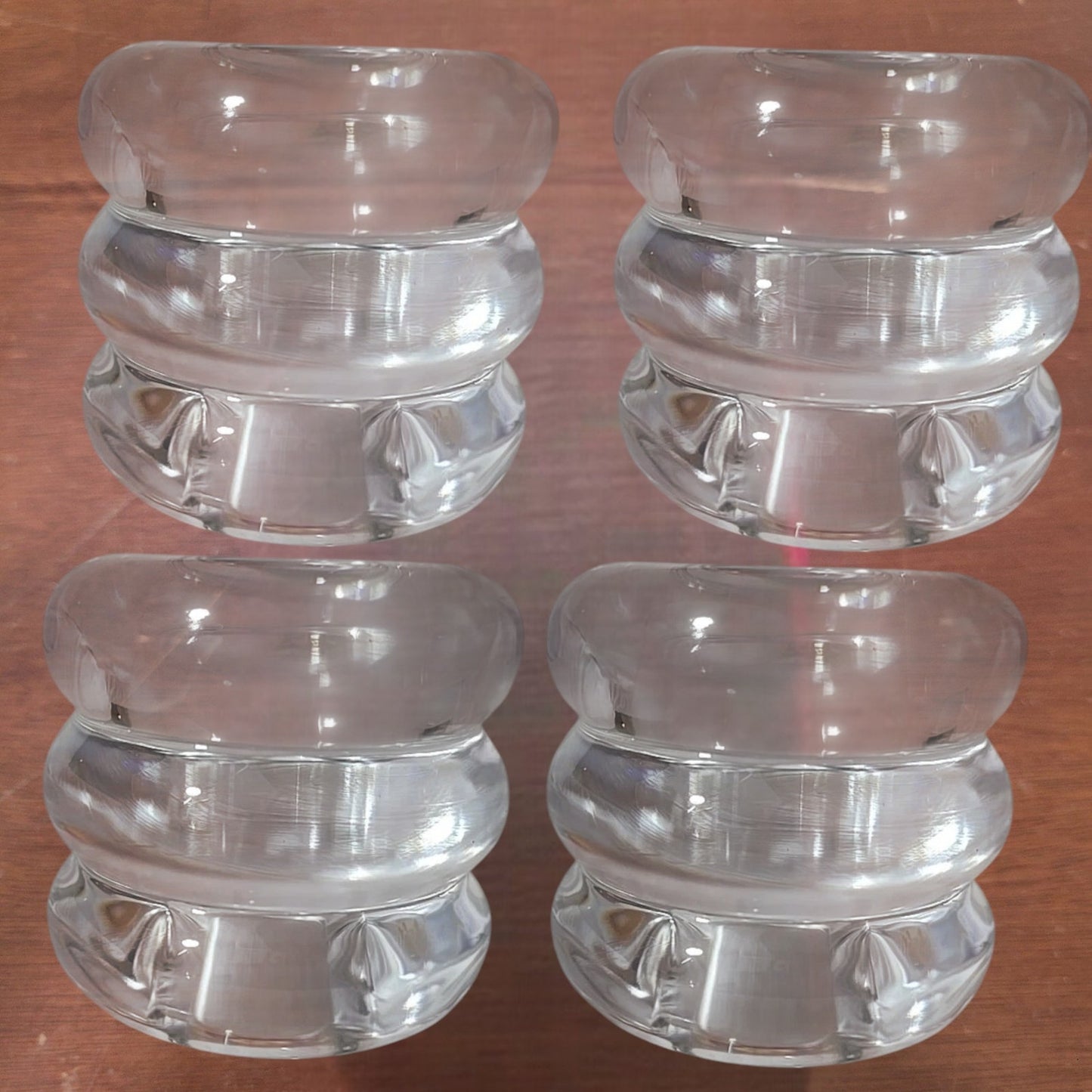 4-pk Bubble Glass Taper Candle Holders – Clear – Modern Sculptural Design