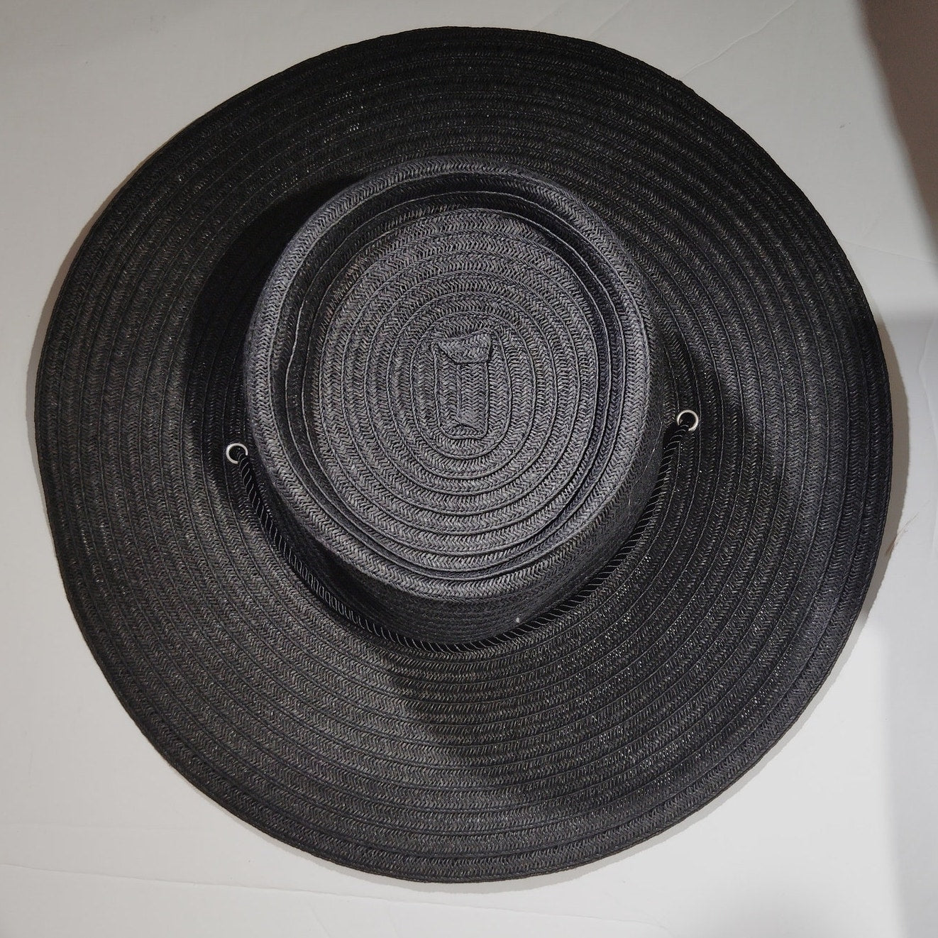 Melrose & Market Boater Hat – Black Wide‑Brim Sun Hat w/ Chin Strap