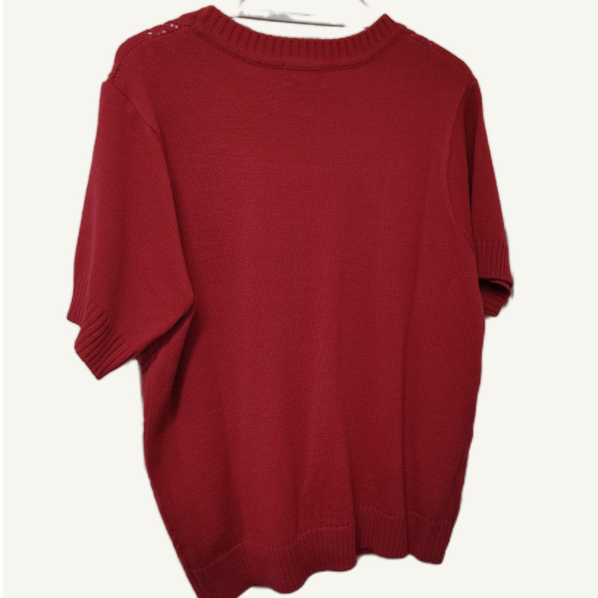 Vicki Wayne Pink XL Acrylic Short Sleeve Sweater - Diamond Knit Pattern