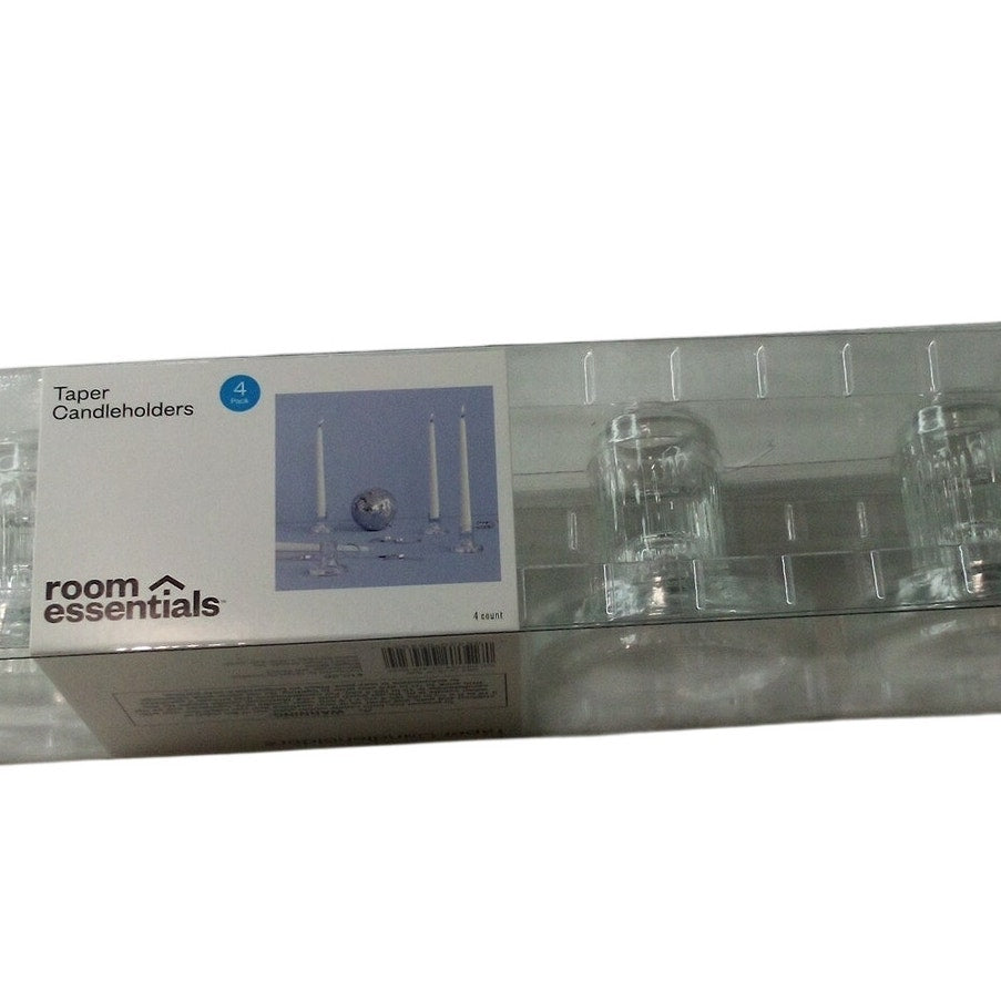 4‑PK Glass Taper Candle Holders – Clear – Room Essentials